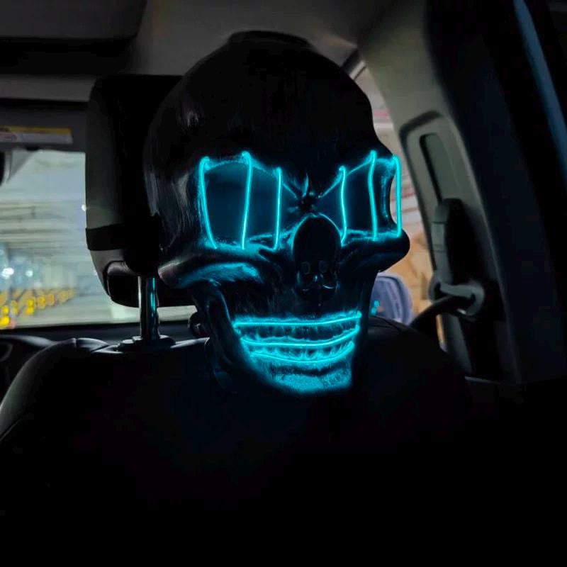 LED Neon Horror Mask – Scary Purge-Style Light-Up Mask for Halloween, Festivals & Cosplay