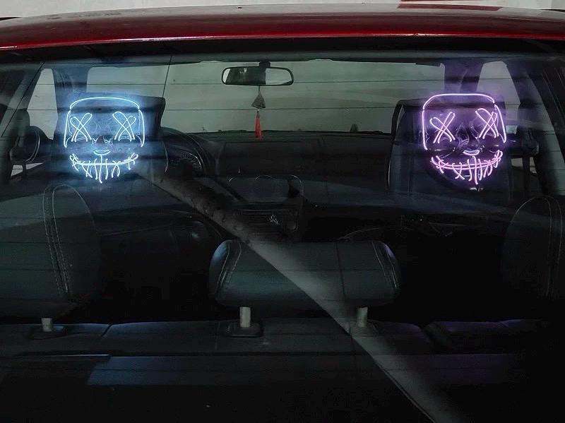 LED Neon Horror Mask – Scary Purge-Style Light-Up Mask for Halloween, Festivals & Cosplay
