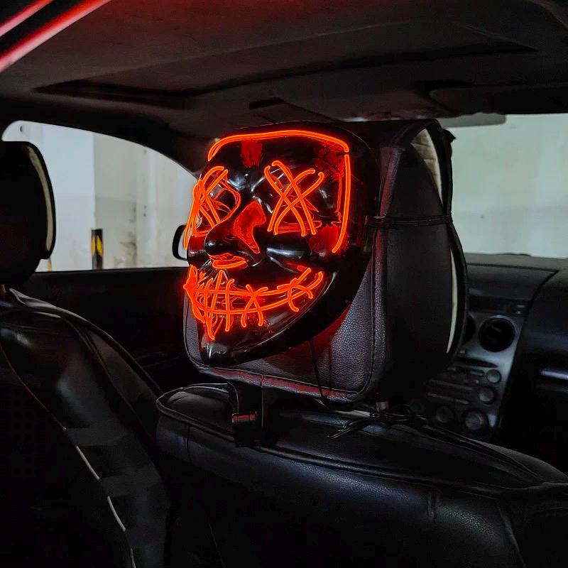 LED Neon Horror Mask – Scary Purge-Style Light-Up Mask for Halloween, Festivals & Cosplay