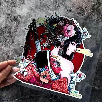 Japanese Aesthetic Sticker– Hannya Mask & Samurai Geisha Art Vinyl Decals